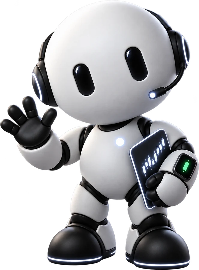 VIGIL, a small white robot with a headset, waving